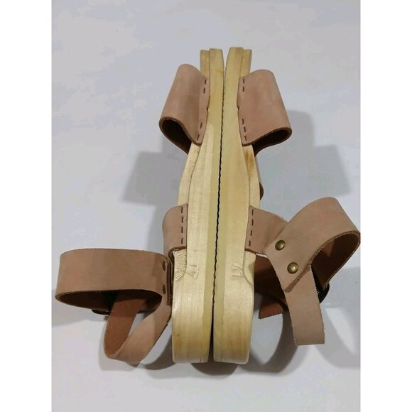 Sven 2 Strap Open Toe Low Clogs Sandals Size 41 10.5-11 Nu Buc Tan Flat Buckle - Picture 9 of 12
